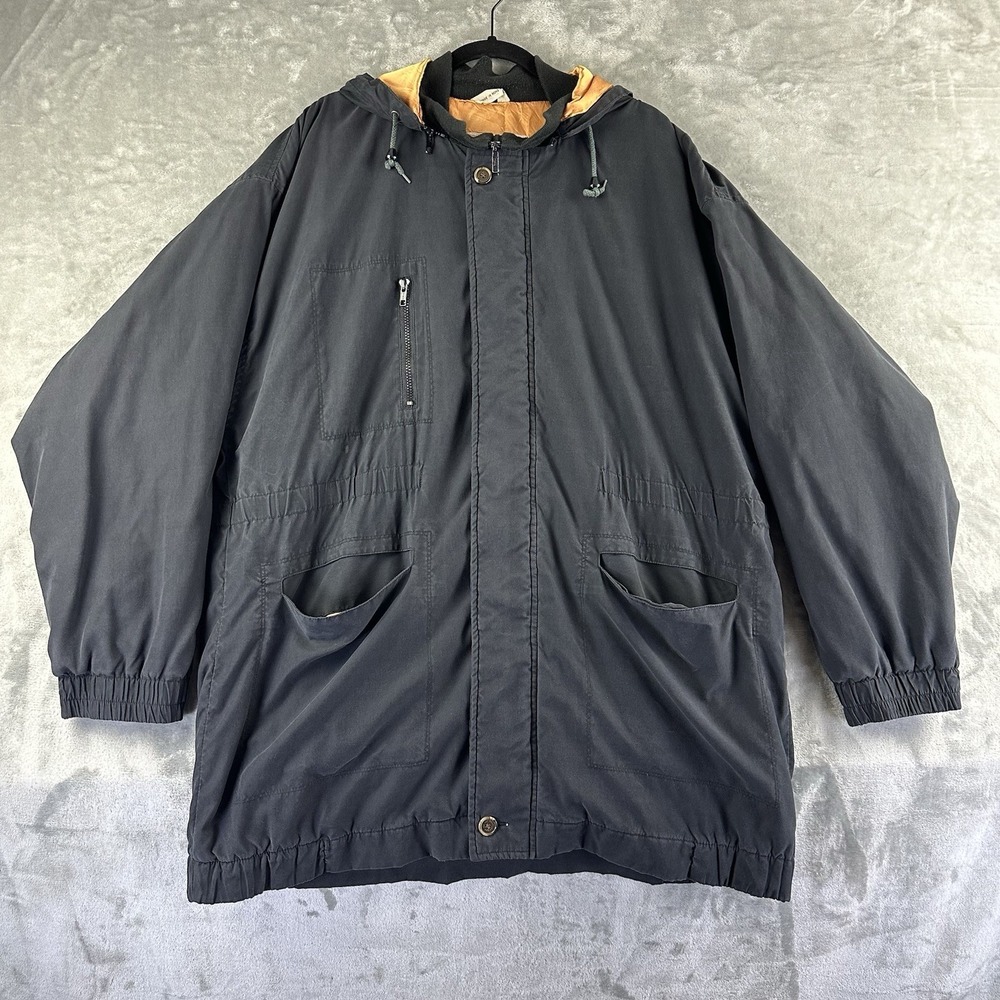 VTG M. Julian Adventures Jacket Men's XL Black w/ Orange Lining Parka Hood